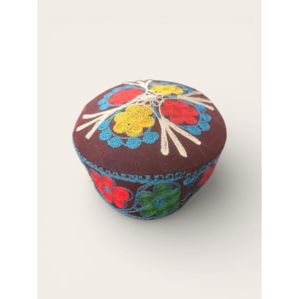 Handmade tubeteika or doppi velvet with embroidery Kufi hat
